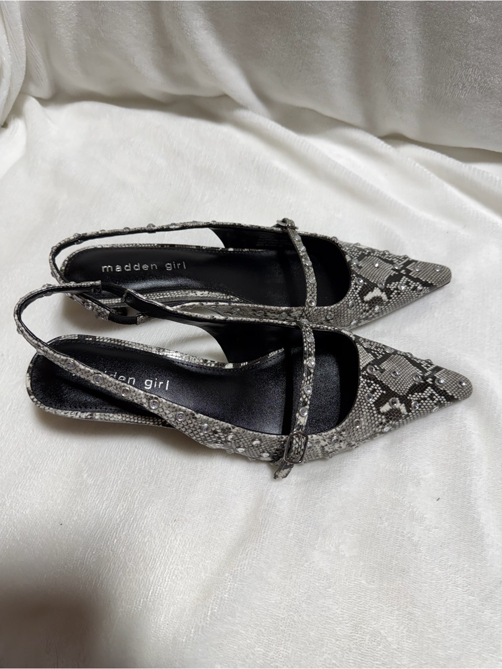 Madden Girl Krystall Rhinestone Snake Print Slingback Kitten Heel Size 8.5 - Picture 5 of 8